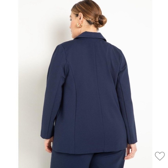Eloquii NWT The Ultimate Stretch One Button Work Blazer Sz 28 Maritime Blue - Picture 3 of 13
